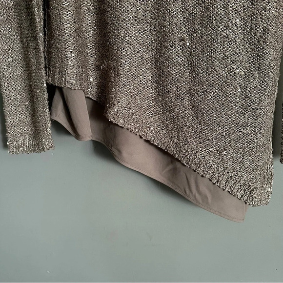 Apt 9 Sequin Asymetrical TAUPE SPARKLE SWEATER NO SIZE TAG - Picture 8 of 9
